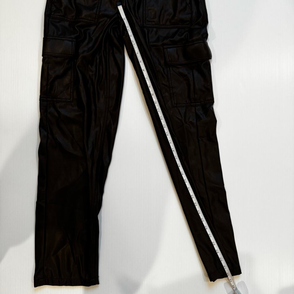 American Eagle Vegan Leather Cargo Pants Brown Straight Leg Women's 8 Long Y2K - Picture 7 of 16